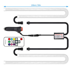 2pcs Car LED 12V Door Welcome Lamp Light Universal Flexible Strip Remote Control