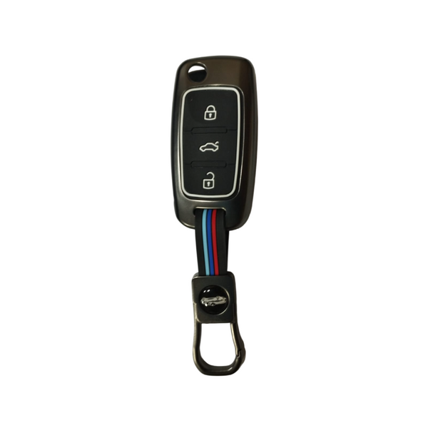 3 Button Metal Flip Key Cover For Volkswagen : Polo, Vento, Jetta, Ameo