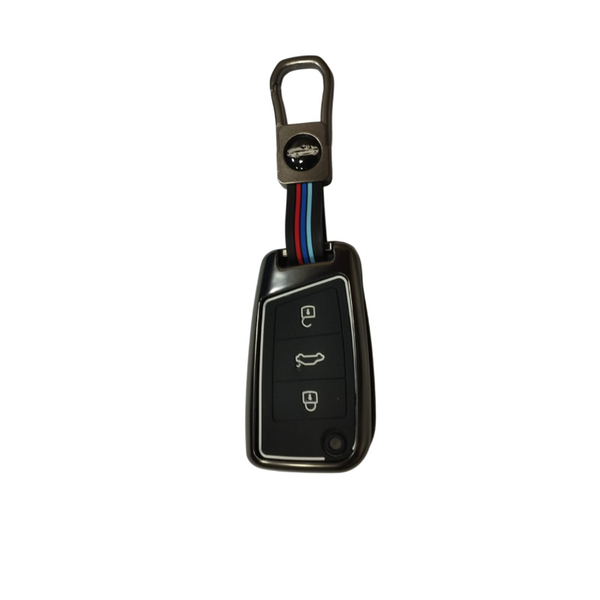 3 Button Metal Flip Key Cover For Virtus, Kylaq, Slavia, Kodiaq, Kushaq, Taigun, Tiguan, Octavia, Jetta, Superb, Karoq, T-Roc