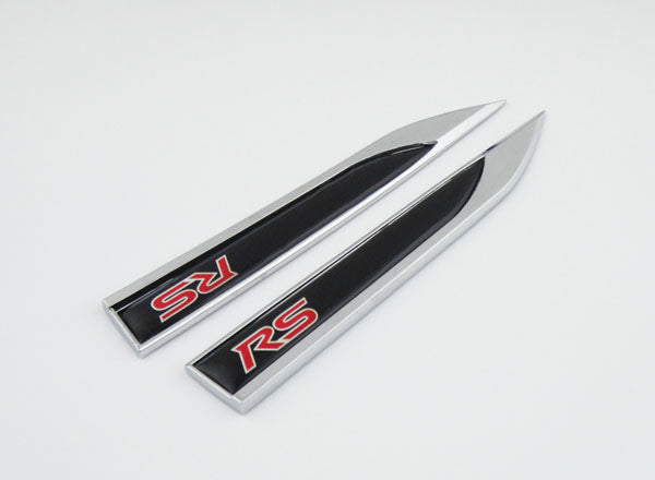 2Pcs Universal RS Logo Car Metal Alloy Body Side Fender Knife Emblem Stickers