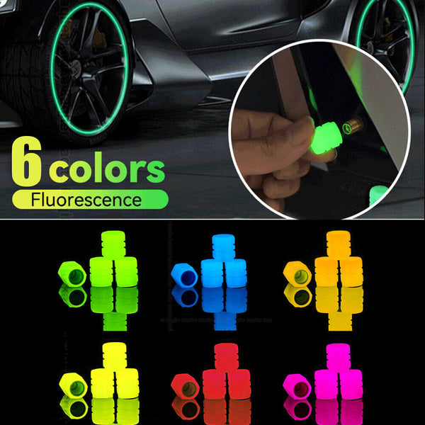 4 Pcs Color Car Truck Tyre Valve Caps Luminous Glow Car Tire Air Stem Valve Cap Covers