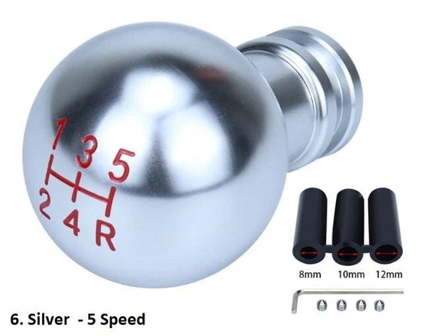5 Speed Round Ball Gear Shift Knob Stick Universal Manual Aluminum Shifter