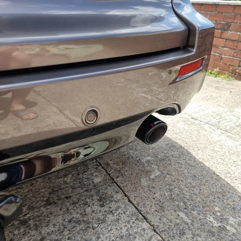 2 STAINLESS SILVER & BLACK CARBON FIBRE AKRAPOVIC EXHAUST TIPS 4” ROLLED EDGE