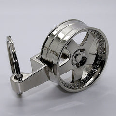 DRIFT CAR 5-SPOKE DEEP DISH LIP RIM WHEEL METAL KEYCHAIN KEY CHAIN RING