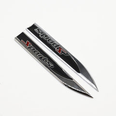 2Pcs Universal Sports Logo Car Metal Alloy Body Side Fender Knife Emblem Stickers