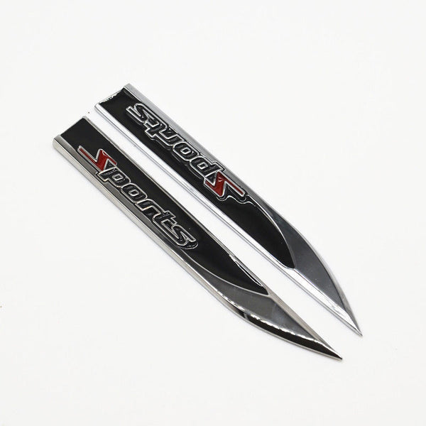 2Pcs Universal Sports Logo Car Metal Alloy Body Side Fender Knife Emblem Stickers