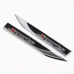 2Pcs Universal Sports Logo Car Metal Alloy Body Side Fender Knife Emblem Stickers