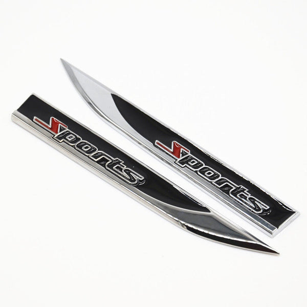 2Pcs Universal Sports Logo Car Metal Alloy Body Side Fender Knife Emblem Stickers