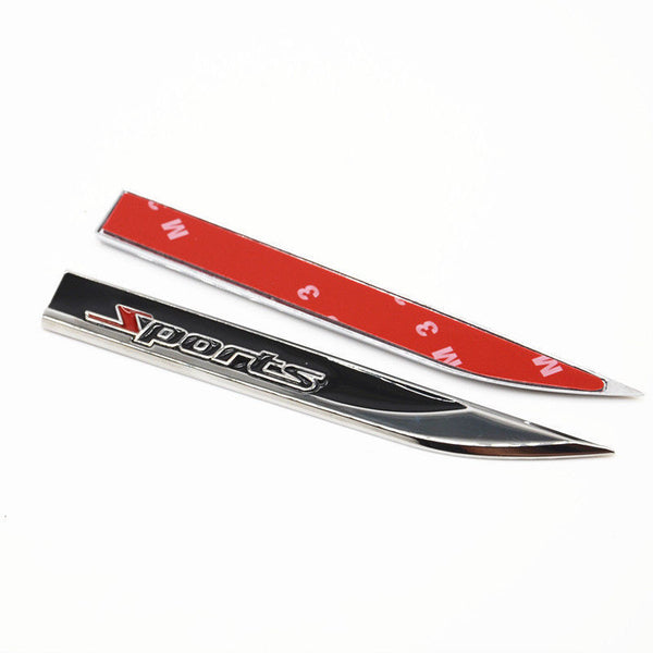2Pcs Universal Sports Logo Car Metal Alloy Body Side Fender Knife Emblem Stickers