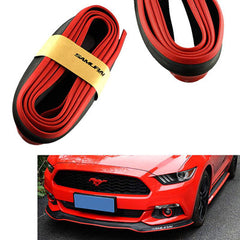 SAMURAI Black RED Car Body Kit Bumper Lip Side Skirt Rubber Edge Decorative Protector Trim
