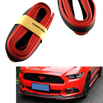 SAMURAI Black RED Car Body Kit Bumper Lip Side Skirt Rubber Edge Decorative Protector Trim