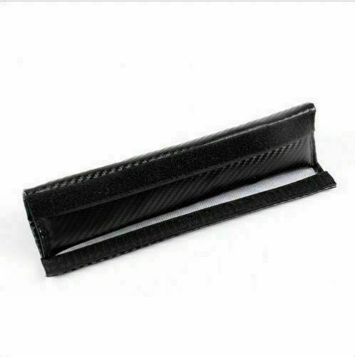 2Pcs Red Blue Stripe Carbon Fiber Embroidery Car Seat Belt Cover Safety Shoulder Pads