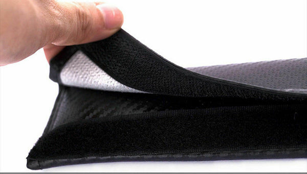 2Pcs Red Blue Stripe Carbon Fiber Embroidery Car Seat Belt Cover Safety Shoulder Pads