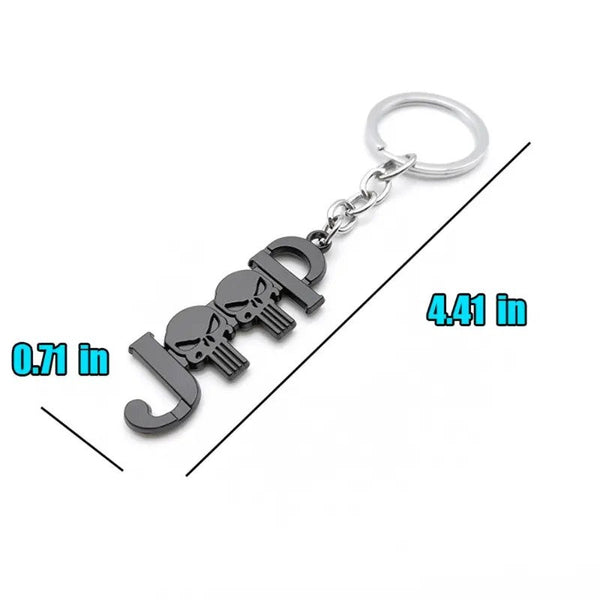 Silver Black JEEP 3D Logo Emblem Metal Keychain For Bikes And Cars