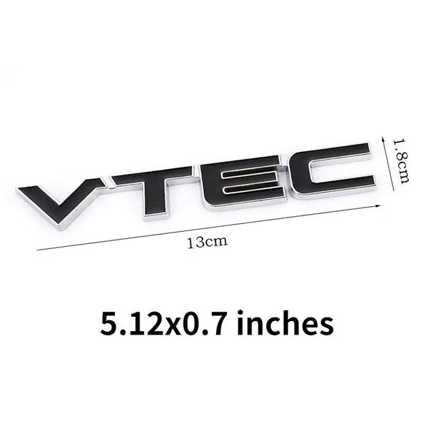 Silver Black VTEC 3D Logo Emblem Metal Keychain For Bikes And Cars