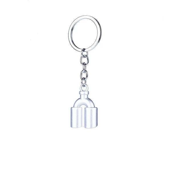 JDM Mini Exhaust Pipe Tail Shaped Model Car Metal Keychain Keyring Keyfob Key Chain Ring Accessories Pendent