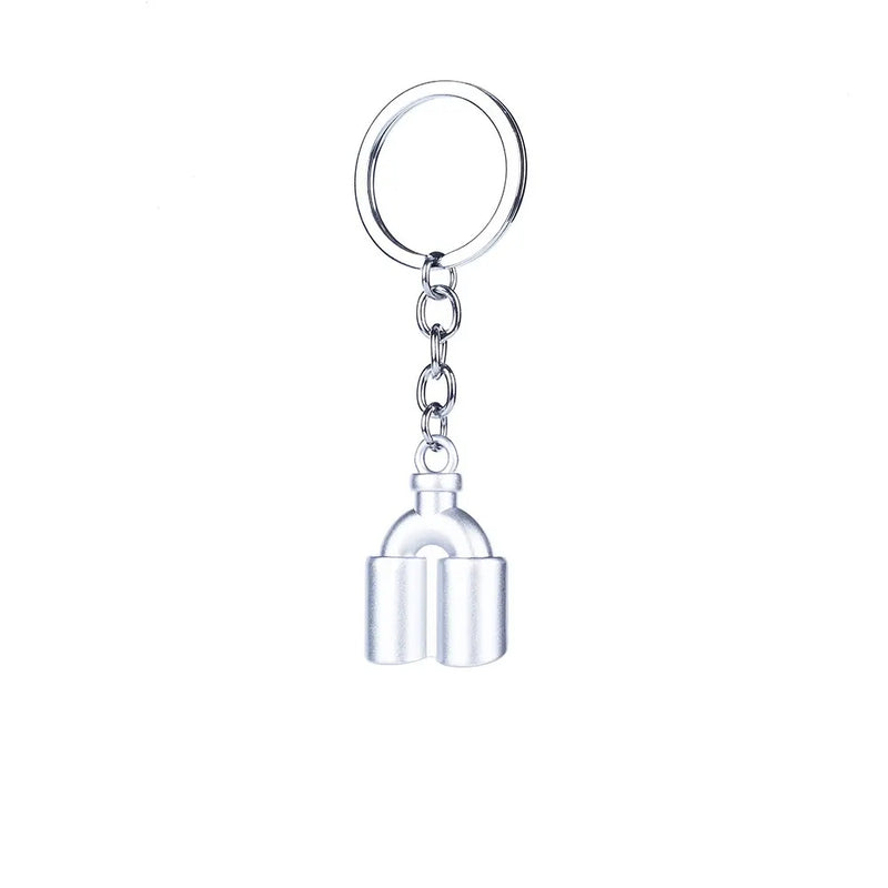 JDM Mini Exhaust Pipe Tail Shaped Model Car Metal Keychain Keyring Keyfob Key Chain Ring Accessories Pendent