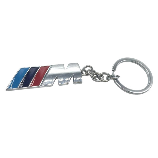 Silver M POWER 3D Logo Emblem Metal Keychain For Bikes And Cars