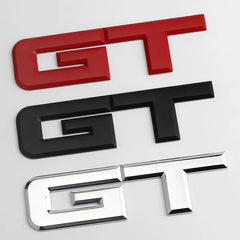 Silver Metal GT Auto Rear Tailgate Badge Emblem Fender Trunk Lid Self Adhesive Sticker For Car