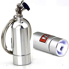 NOS Bottle Keychain With Led Light Creative Nitrogen Bottle Keyring Metal Key Pendant Car Interior Accessories