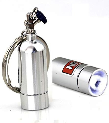 NOS Bottle Keychain With Led Light Creative Nitrogen Bottle Keyring Metal Key Pendant Car Interior Accessories