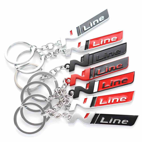 Silver Red N Line 3D Logo Emblem Metal Keychain For Bikes And Cars