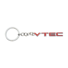 Silver Red VTEC 3D Logo Emblem Metal Keychain For Bikes And Cars