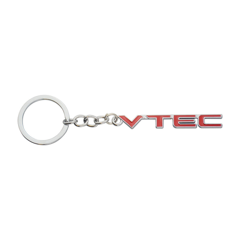 Silver Red VTEC 3D Logo Emblem Metal Keychain For Bikes And Cars