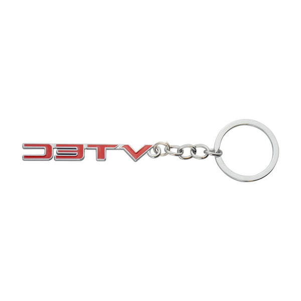 Silver Red VTEC 3D Logo Emblem Metal Keychain For Bikes And Cars