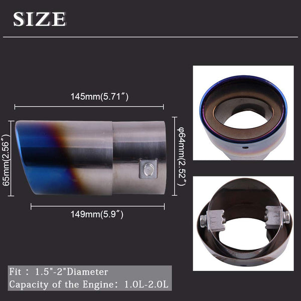 Oval Bent Chamilion Color Universal Stainless Steel Exhaust Tip Pipe Car Rear Exhaust Muffler Modification