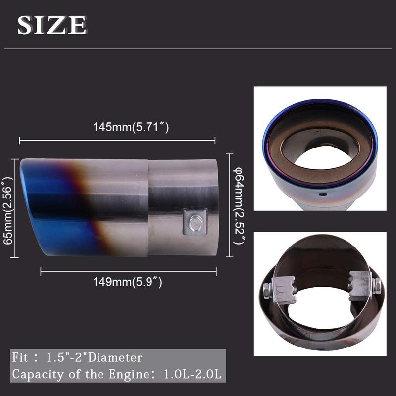 Oval Bent Chamilion Color Universal Stainless Steel Exhaust Tip Pipe Car Rear Exhaust Muffler Modification