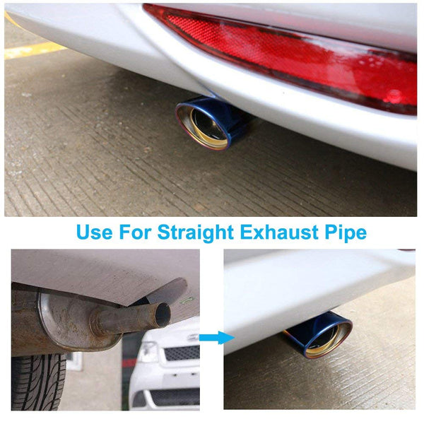 Oval Bent Chamilion Color Universal Stainless Steel Exhaust Tip Pipe Car Rear Exhaust Muffler Modification