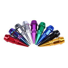 4 Pcs Universal Spike Wheel Air Valve Stem Cap Car Bike Tire Screw Dust Cover Small BLACK