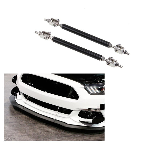 2pcs 20cms Black Extra LARGE Adjustable Universal Front Rear Bumper Lip Splitter Strut Brace Rod Support Bar