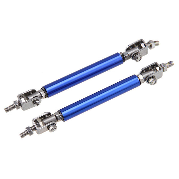 2pcs Blue MEDIUM Adjustable Universal Front Rear Bumper Lip Splitter Strut Brace Rod Support Bar