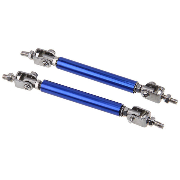 2pcs Blue MEDIUM Adjustable Universal Front Rear Bumper Lip Splitter Strut Brace Rod Support Bar