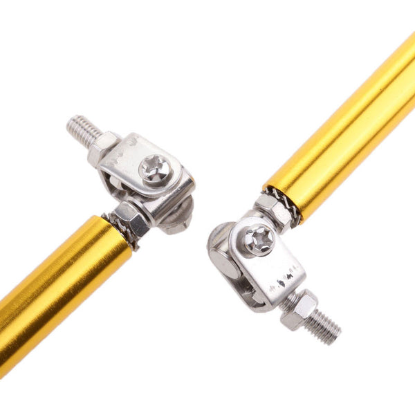 2pcs Gold MEDIUM Adjustable Universal Front Rear Bumper Lip Splitter Strut Brace Rod Support Bar