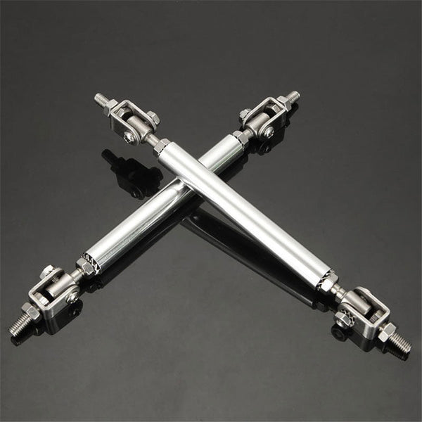 2pcs Silver SMALL Adjustable Universal Front Rear Bumper Lip Splitter Strut Brace Rod Support Bar