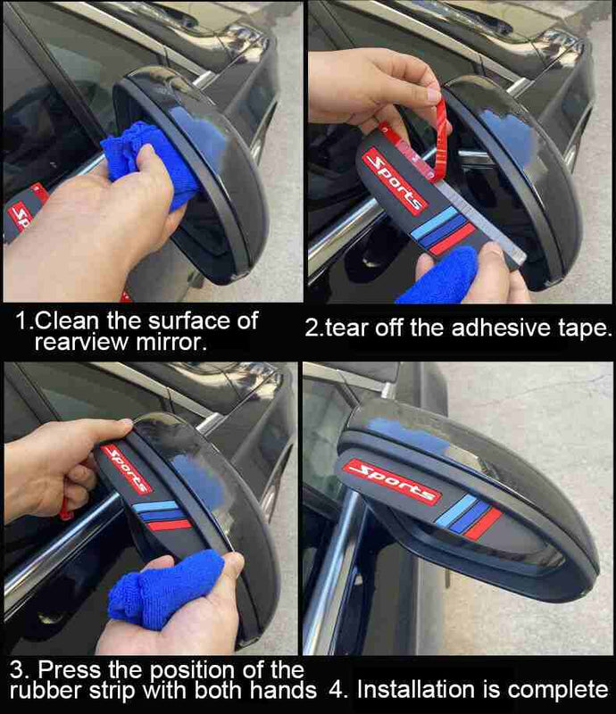 2pcs Sports Black Car Rear View Side Mirror Rain Board Eyebrow Guard Sun Visor