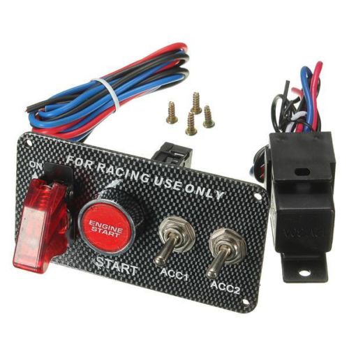 Carbon Fiber Ignition Switch Panel Toggle Engine Start Push Button Racing Car (Big)