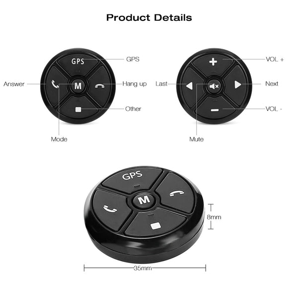 Universal Car Steering Wheel Control Key Music Wireless DVD GPS Navigation Radio Remote Control Buttons