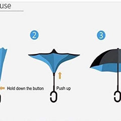 Stylish Newest Double Layer Inverted Umbrella Big Size for Rain| Reversible Windproof Umbrella for UV Protection with C-Shaped Handle| Straight Outdoor Car Umbrellas for Men & Women