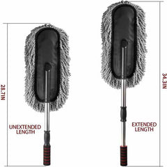 Super Soft Premium Microfiber Car Duster with Extendable Long Handle Wet & Dry Scratch-Free Car Cleaning Multipurpose Dust Cleaner (Grey)