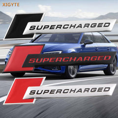 1pcs Black Chrome SUPERCHARGED 3D Metal Car Sticker Emblem Badge Car Bike Decorative