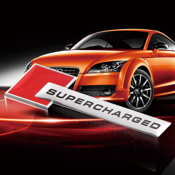 1pcs Black Chrome SUPERCHARGED 3D Metal Car Sticker Emblem Badge Car Bike Decorative