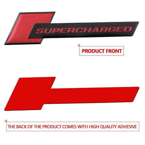 1pcs Red Black SUPERCHARGED 3D Metal Car Sticker Emblem Badge Car Bike Decorative
