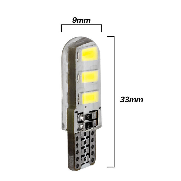 2pcs Blue T10 6 SMD 5W CANBUS ERROR FREE Silica Silicone 194 168 LED Light Bulbs