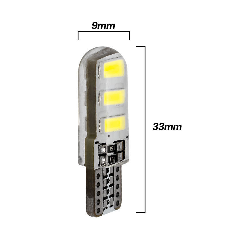 2pcs Blue T10 6 SMD 5W CANBUS ERROR FREE Silica Silicone 194 168 LED Light Bulbs