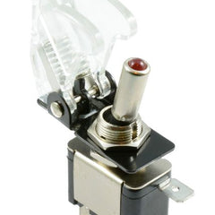 illuminated LED Toggle Switch With Missile Style Flick Cover 12V Car Dash CLEAR