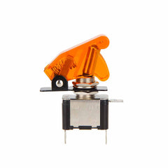 illuminated LED Toggle Switch With Missile Style Flick Cover 12V Car Dash YELLOW